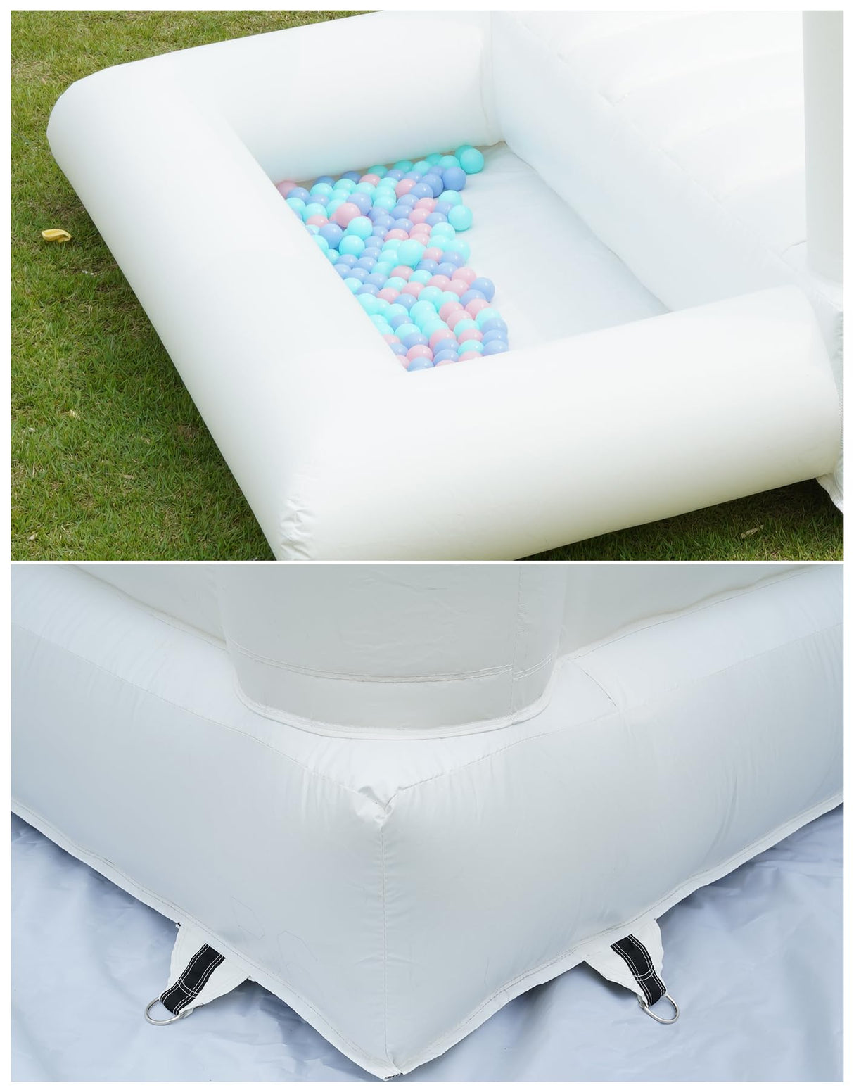 Blatesic Inflatable White Bounce House with Ball Pit,Contain Blower,PVC Kids Bounce Castle,Inflatable Bounce House for Kids Toddlers Indoor Outdoor Jumping Bouncer Party Yard Blatesic