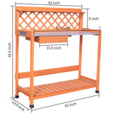 PetalPine Outdoor Potting Bench & Wooden Gardening Work Station Planting Table with Metal Tabletop, Drawer, Storage, and Hooks PetalPine