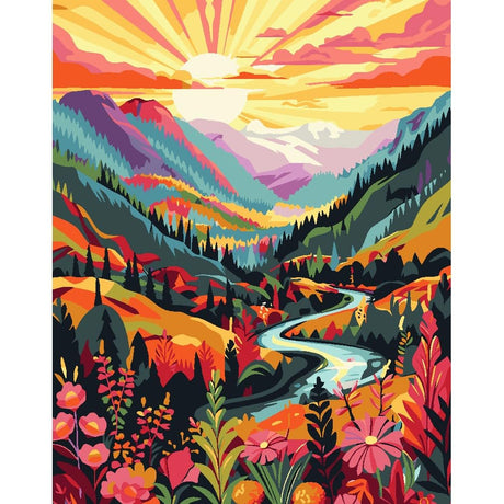 Fuinkqe Landscape Paint by Numbers Kit for Adults - Acrylic Painting on Canvas (16x20 inch) - DIY Adult Paint by Number Kits on Canvas, Color by Numbers for Adults & Home Wall Decor Fuinkqe