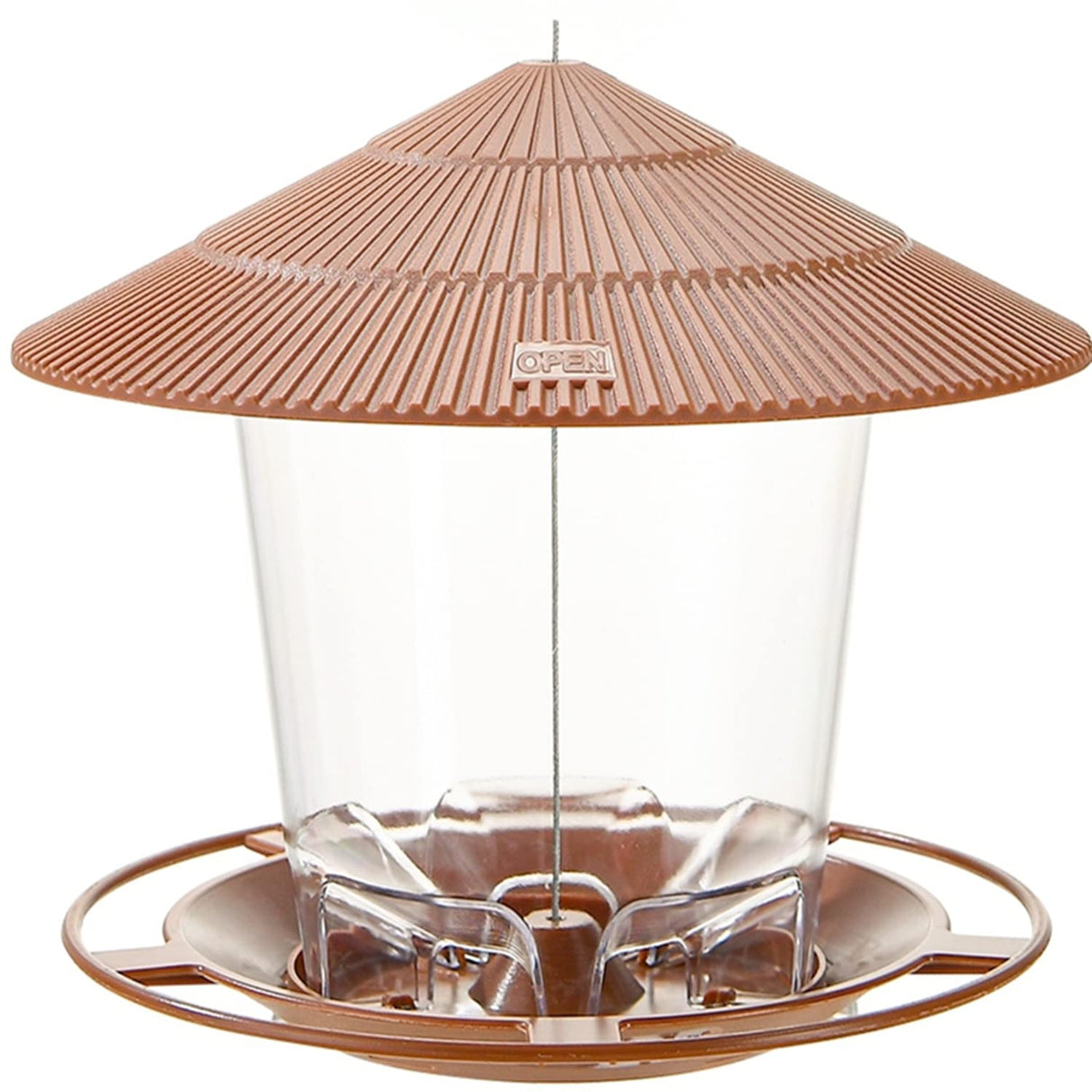 Hanizi Hanging Bird Feeder Squirrel Proof for Outdoor Wild Bird Seed, Brown Hanizi