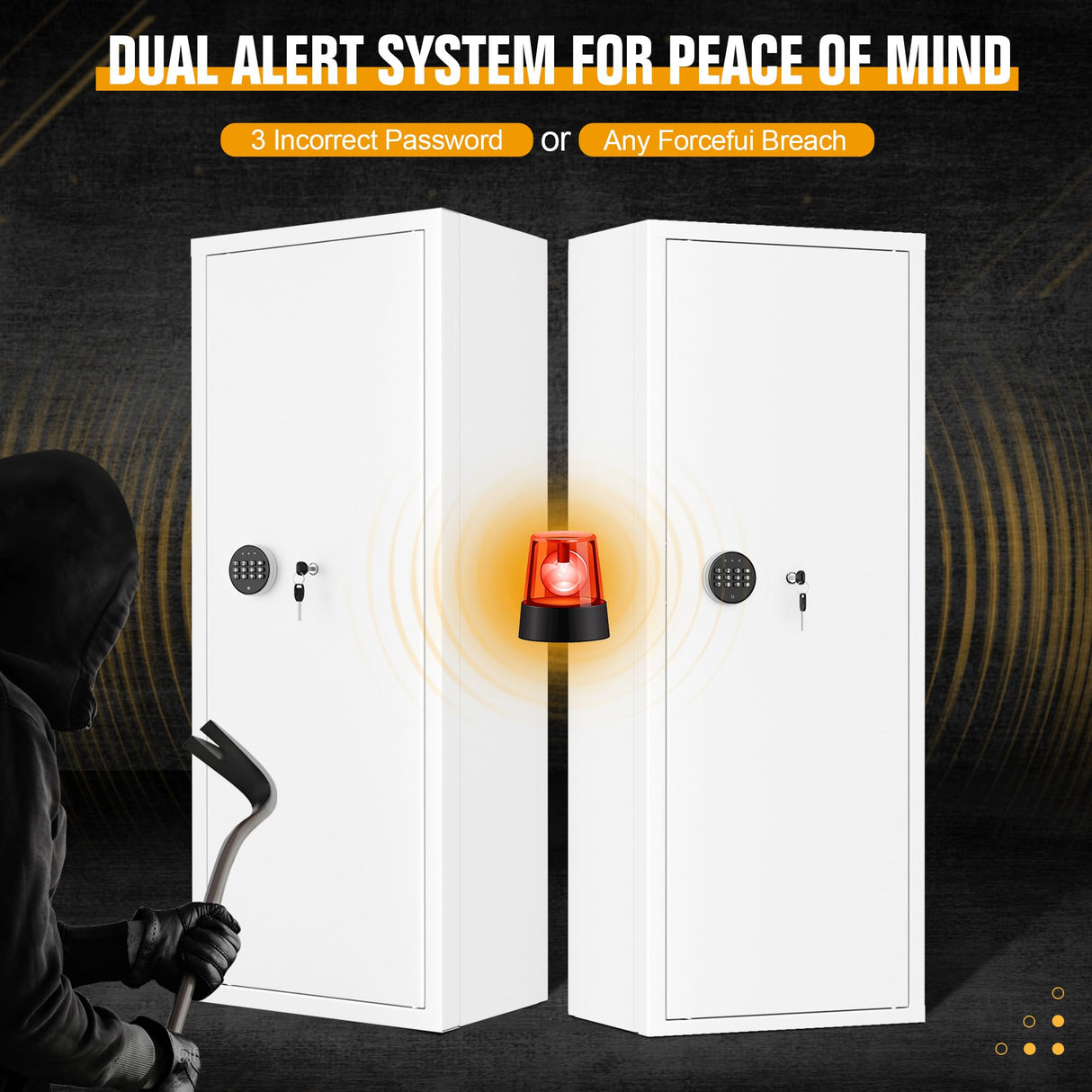 INTERGREAT 10-15 Rifle Gun Safe, Gun Cabinet for Home Rifle and Pistols with Digital Keypad and 4 Pistol Pockets, Quick Access Firearm Safes & Cabinets with Removable Shelf and Racks,White INTERGREAT