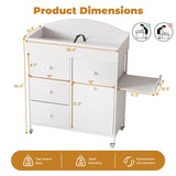 DTK Baby Dresser with Changing Table Top,4-Drawers Changing Table Dresser with Tile-Out Trash Cabinet and Pull-Out Shelf,Diaper Changing Station with Waterproof Pad and Storage for Nursery,White DTK
