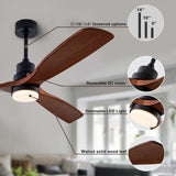 dearnow 56" wooden ceiling fan with lighted remote control, indoor outdoor wooden ceiling fan, outdoor modern ceiling fan with 3 fan blades for patio, living room, office, hallway and more.…… dearnow