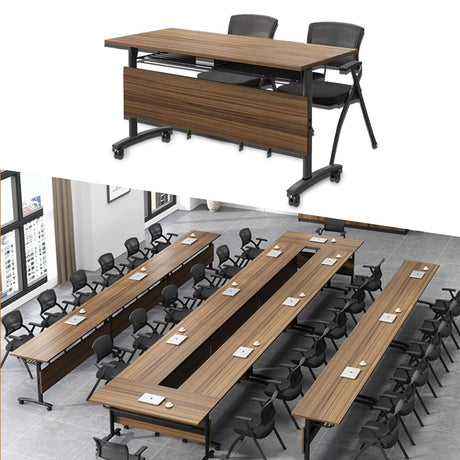 LKATOR Foldable Conference Table,Modern Mobile Meeting Table with Silent Wheels,Mobile Training Table for Training Rooms,Rolling Conference Room Tables for Office,Classroom (6pack 61 * 21.6 * 29.5) LKATOR
