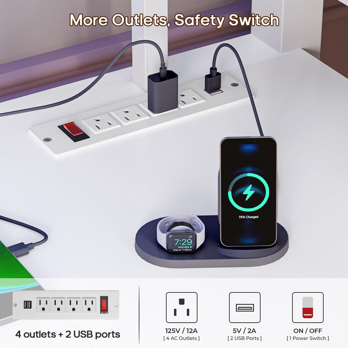 ADORNEVE Twin Size Loft Bed with L-Shaped Desk, Storage Drawers & RGB Arcylic Cabinet, Expanded Safety Power Outlet, Metal LED Loft Bed Frame with Wide Ladder, for Teen Girls, White ADORNEVE