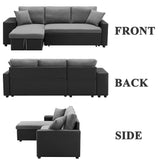 ARCLIS 92.5" Sleeper Sofa Bed, Convertible 3-Seater L-Shape Couch Bed with Storage Chaise 2 Stools Pull Out Sofa Bed, Corner Sectional Sleeper Couch for Living Room Apartment (Gray) ARCLIS