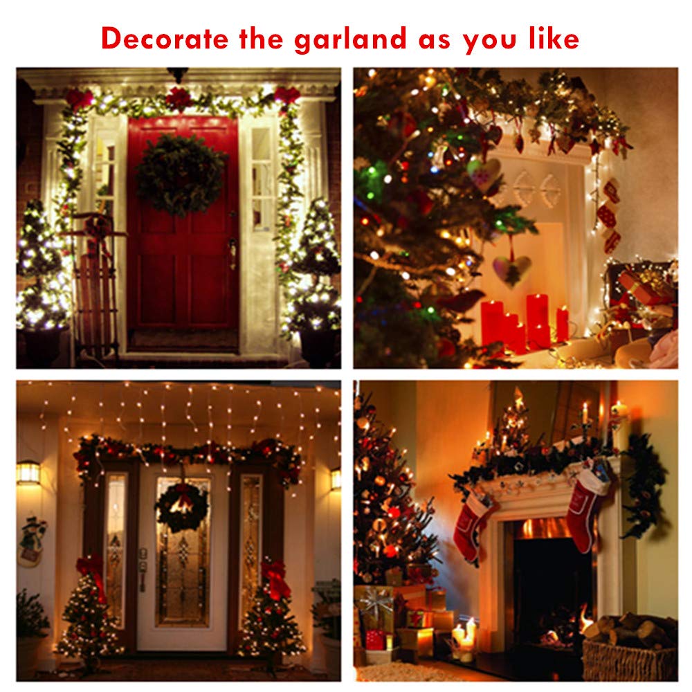 ANOTHERME 9 FT Pre-lit Christmas Garland Holiday Artificial Decor for Stairs Wall Door Indoor Outdoor Garland with Battery Operated Timer ANOTHERME