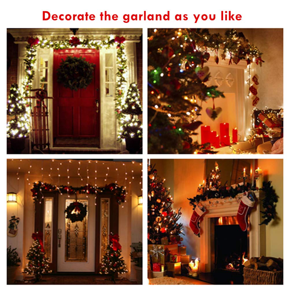 ANOTHERME 9 FT Pre-lit Christmas Garland Holiday Artificial Decor for Stairs Wall Door Indoor Outdoor Garland with Battery Operated Timer