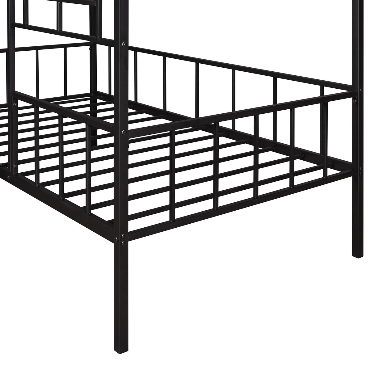 Harper & Bright Designs Metal Twin Size House Loft Bed for Kids, Low Loft Bed with Roof and Ladder, Junoir Loft Bed Twin for Girls Boys,Playhouse Bed Frame, Black Harper & Bright Designs