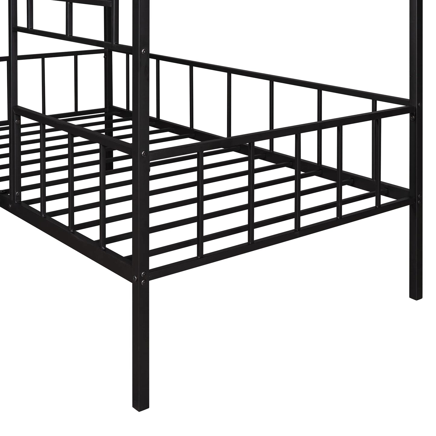 Harper & Bright Designs Metal Twin Size House Loft Bed for Kids, Low Loft Bed with Roof and Ladder, Junoir Loft Bed Twin for Girls Boys,Playhouse Bed Frame, Black