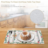 Christmas Placemats Set of 4, 12×18 Inch Xmas Linen Fabric Table Mats for Party Kitchen Dining Decoration Grtfcolr