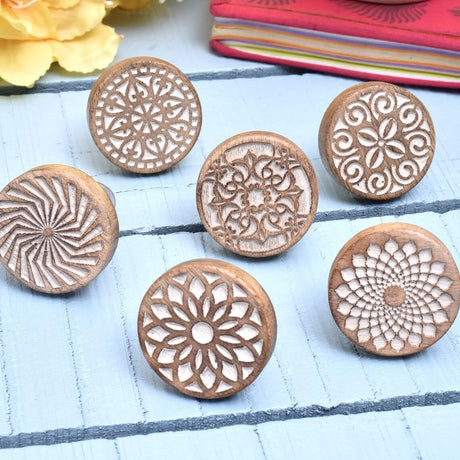Indian Shelf 18 Pack- Boho Knobs- Wood Knobs for Cabinets and Drawers- Natural Wooden Dresser Knobs- Boho Wooden Knobs- Unique Wood Drawer Pulls- Boho Drawer Knobs and Pulls- Cabinet Door Handles Indian Shelf