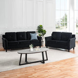 Raelynn Button Tufted Sofa &Loveseat Black Modern Sofa Set - Microfiber Living room sets for Small Spaces Sofa Cama para Sala Modernos Baratos, Durable Sturdy Living Room Furniture Tool-Free Assembly Naomi Home