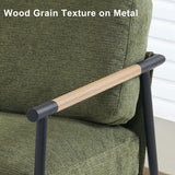 Accent Chair Mid Century Modern Armchair for Living Room,Bedroom,Office,Lounge Comfy Chenille Upholstered Soft Removable Washable Cushions and Pillows,Metal Wood-Grain Armrest Legs,Green Comfort Stretch