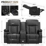 YONISEE Large Loveseat Recliner, Loveseat Recliner Sofa with Storage Console, Recliner Chair with USB Ports, 2 Cell Phone Holders, Cup Holder, Loveseat Couch for Living Room YONISEE