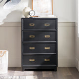 Walker Edison Orin Contemporary 4-Drawer Tall Solid Wood Dresser, 42 Inch, Black Walker Edison