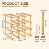 Wooden Wine Rack, 12-Bottle Stackable Wooden Wine Rack, Stackable Modular Wine Storage Racks, DIY Assembly Wine Bottle Holder for Inside Cabinet and Countertop Wensdr