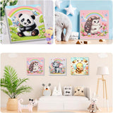 4 Pack Animal Paint by Number for Kids with Wooden Frame, Paint by Numbers for Kids Animals Ages 4-8-12, Easy Elephant Panda Bee Hedgehog DIY Acrylic Oil Painting Kits for Home Wall Decor (8X8 inch) xackcme