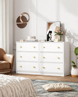 Nicehill Dresser for Bedroom with 6 Drawers, Fabric Storage Tower & Chest of Drawers Organizer, Storage Cabinet for Hallway, Closets, Living Room,White Dresser Wooden（White） Nicehill