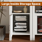 BVIUNTWO Fireplace TV Stand for TVs Up to 110 Inch,Farmhouse Entertainment Center with 60" Electric Fireplace,White TV Console with Storage Cabinets for Living Room,Bedroom BVIUNTWO