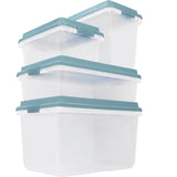 Hefty HI-RISE 72 Qt Large Plastic Storage Bins with Lids, 6 Pack Stackable Containers with Secure Latching Handles, Clear Storage Totes for Garage, Closet, Basement, Clothes and Household Organization Hefty