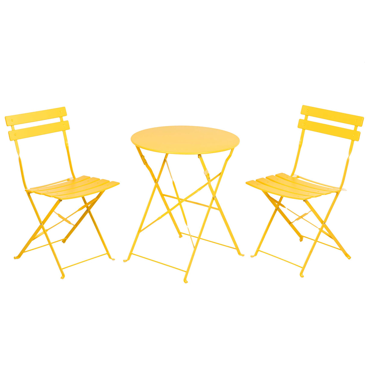 Grand patio 3-Piece Bistro Set Folding Outdoor Furniture Sets with Premium Steel Frame Portable Design for Bistro & Balcony, Yellow Grand patio