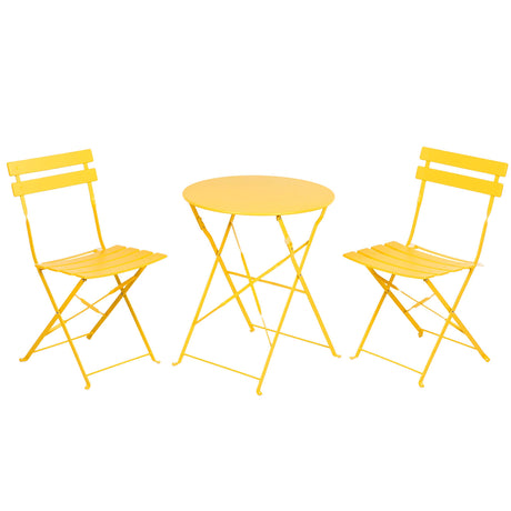 Grand patio 3-Piece Bistro Set Folding Outdoor Furniture Sets with Premium Steel Frame Portable Design for Bistro & Balcony, Yellow Grand patio
