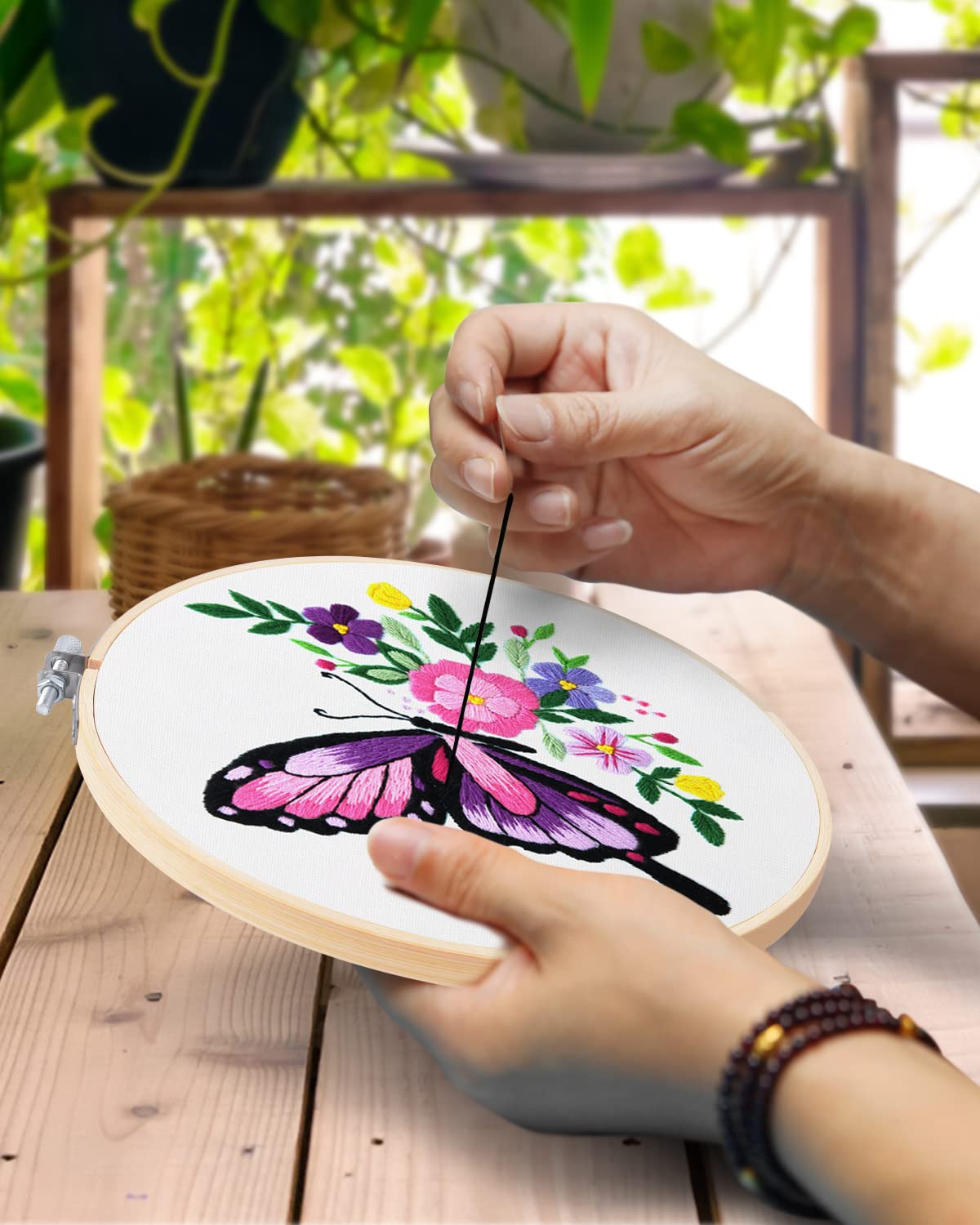 3 Pieces Embroidery Hoops, 8 inch Bamboo Frame Circle Cross Stitch Hoop Ring Embroidery Hoops Set for Embroidery and Cross Stitch TINDTOP