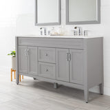 Spring Mill Cabinets Vadin 60 Inch Double-Sink Bathroom Vanity with White Top, 2 Soft-Close Drawers, 2 Cabinets, 60.5" W x 18.75" D x 35.43" H, Sterling Gray Spring Mill Cabinets
