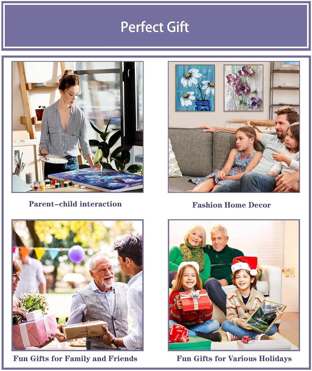 VIGEGU 4 Pack Paint by Numbers kit for Adults Framed Canvas - with Wooden Easel,Paint by Numbers for Kids Ages 8-12,Bottle Flower DIY Acrylic Oil Painting Kits Arts Crafts for Wall Decor 7.8x11.8inch VIGEGU