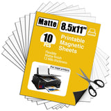 JINGZHAN Printable Magnet Sheets Non Adhesive,8.5 X11 Inches for Inkjet Printers,10 Sheets Matte Cuttable Magnetic Paper,12mil Thickness DIY Flexible Magnet Photos JINGZHAN