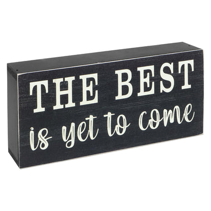 Esur Home Office Desk Decor for Women - Inspirational Farmhouse Cubicle Shelf Accessories Wooden Box Sign - The Best Is Yet To Come - WoodArtSupply