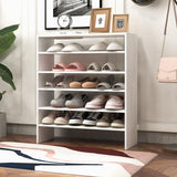 Giantex 3-in-1 Vertical Shoe Rack, 6-Tier Free Standing Shoe Storage Organizer w/Stackable Design for 18 Pairs, 31 Inch Wide Wood Shoe Shelf for Closet, Entryway, Living Room, Office, White Giantex