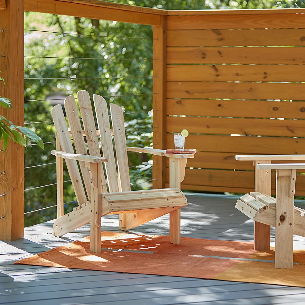 Shine Company Westport Wooden Adirondack Chair, Outdoor Patio Firepit Chairs, Back & Seat Pre-Assembled, Natural Shine Company