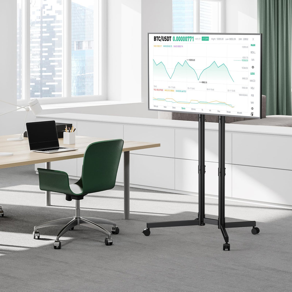 JANSNIMEN Rolling TV Stand, Mobile TV Cart for 32-70 Inch LCD LED Flat & Curved TVs, Height Adjustable Floor TV Stand with Wheels, Outdoor Portable TV Stand Holds up to 110 lbs, Max VESA 400x400mm JANSNIMEN