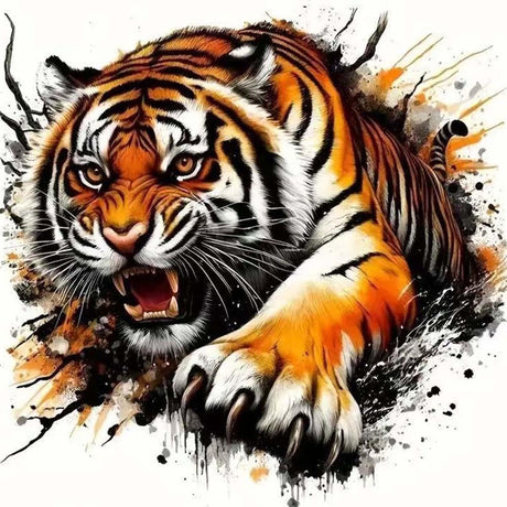 Tiger 5D Diamond Painting Kits for Adults,Animal Diamond Art Kits for Beginner,DIY Round Full Drill Diamond Dots Gem Art Kits for Adults Home Wall Decor 13.8 X 13.8Inch GEMFAMILY