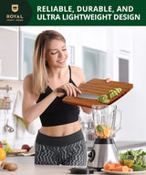 Wooden Cutting Boards for Kitchen Meal Prep & Serving - Bamboo Wood Cutting Board Set - Charcuterie & Chopping Butcher Block for Meat - Kitchen Gadgets Gift ROYAL CRAFT WOOD