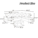 GlasFlength L Shaped Sectional Couches, Modern Convertible Lounge Leather Sofa with Ottoman Storage, Comfy Modular Sectional Sofa for Living Room Furniture Sets, Small Spaces, Black GlasFlength