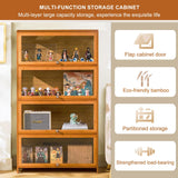 3-Tier Curio Display Cabinet, Storage Shelves with Acrylic Flip Door, Collectibles Toy Organizers Rack & Display Shelf, Bookshelf and Bookcase for Playroom, Bedroom, Office,Wooden,106×80cm/42×32in Generic