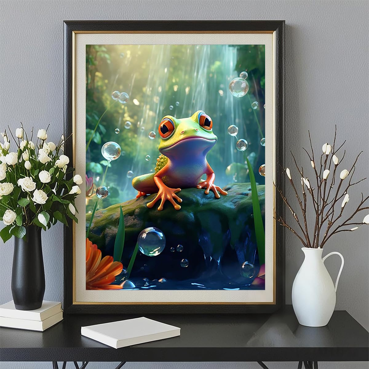 5D Diamond Painting Kit, 30x40cm Rain Frog in Jungle Cute Animal Art, Round Drill DIY Craft, Fun Gift for Adults & Teens Amz Camel