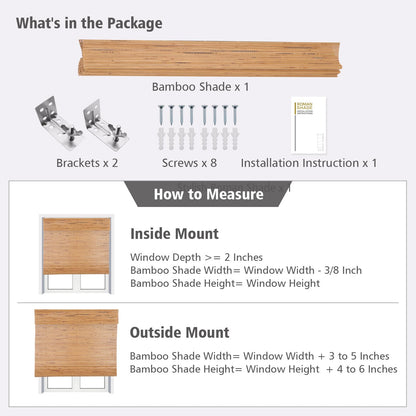 Artdix Bamboo Roman Shades, Natural Reef Cordless Custom Blackout Woven Wood Shades, Edge Binding Bamboo Window Shades for Indoor Windows