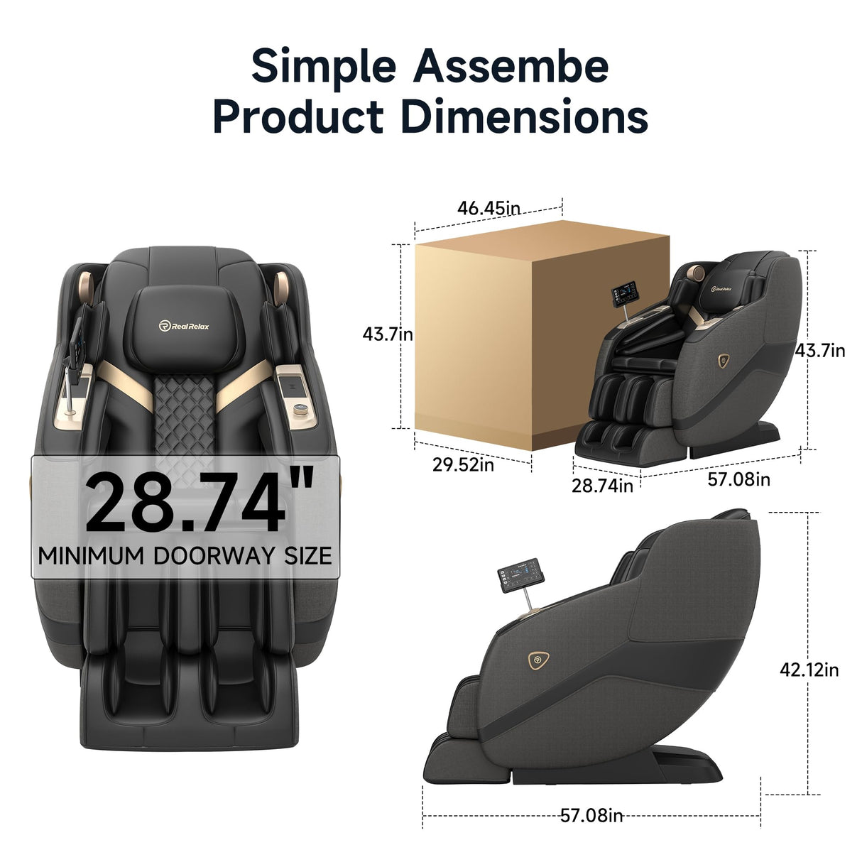 Real Relax 4D SL Track Massage Chair Full Body and Recliner with Zero Gravity, Bluetooth Speaker, Thai Stretch, Heating, Foot Massage and Shortcut Button, PS5100 Black Real Relax