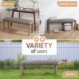 AV CONNECT Acacia Solid Garden Bench with PE Wicker Seat, Backless Patio Garden Benches, Backless Outdoor Bench, Suitable for Indoor and Outdoor Uses 13.7" x 46.5" x 19.3" (Antique Grey) AV CONNECT