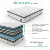 SLEEP100 Full Mattress 12 Inch, 5-Zone Deep Sleep Firm Mattress with Extra Lumbar & Shoulder Support, Hotel Collection Hybrid Double Mattresses Pain Relief - Fiberglass Free - No Odor-365 Night Trial SLEEP100