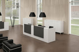 UGOS ICN 53" Modern Reception Desk, Multifunctional Modern Transaction Counter Top, Laminate Desktop, Standing Front Table for Office, Home, School, Salon, Spa - White & Anthracite Gray UGOS