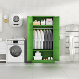 Bonusall Metal Wardrobe Cabinets with Single Rod and 2-Shelves, 70" Heavy-Duty Steel Clothing Storage Cabinets with 2 Doors, Green Armoire Wardrobe Closet for Bedroom, Laundry Room or Living Room Bonusall