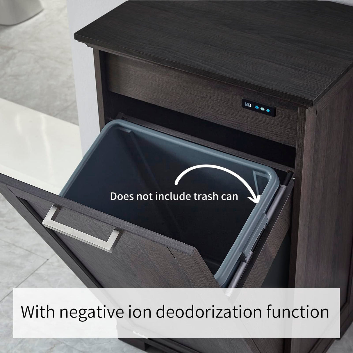 UpWiew Tilt Out Trash Cabinet Wooden, Single Door 10 Gallons, Espresso Finish+Black Top Panel UpWiew