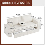 Maupvit 75” Loveseat Sofa with 2 Drawers, USB & Type-C Charging Port, Comfortable Linen Living Room Couch with Small Table Board, Upholstered Small Settee Fits Bedroom, Office,Beige Maupvit