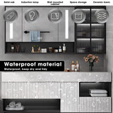 High QLO Bathroom Vanity -60'' Floating Bathroom Vanities with Sink Includes Striped Embossed Glass Door Cabinet & White Simple Unique Style | Marble Texture Design Countertop and Led Light High QLO