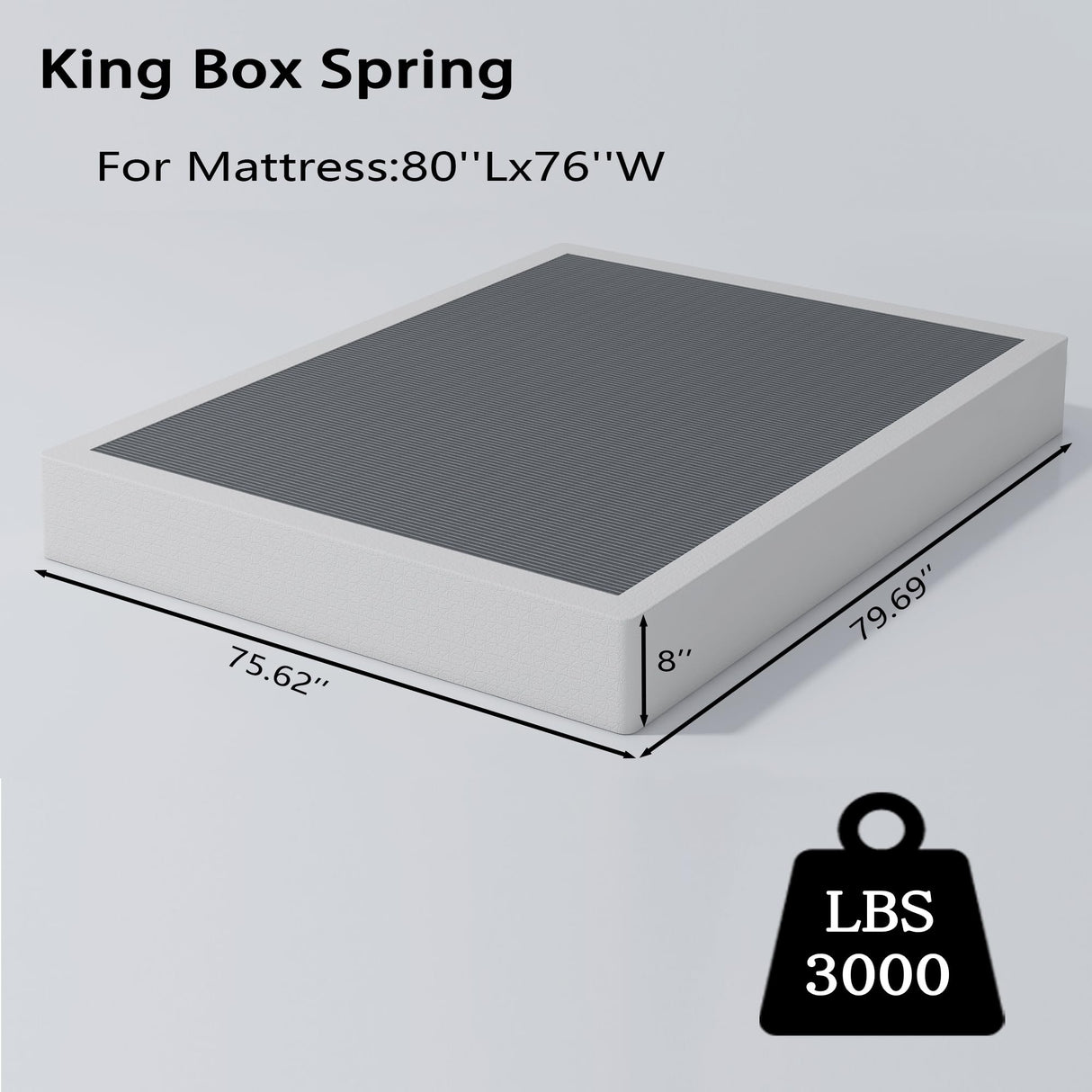 Vaciwe 8 Inch King Size Box Spring, Heavy Duty Metal Mattress Foundation with Easy Clean Fabric Cover, Noise Free,Easy Assembly. Vaciwe
